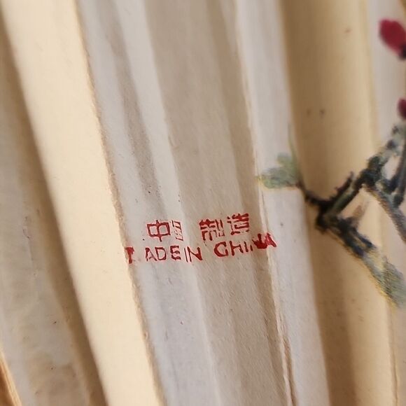 Vintage Paper Chinese and Wood Bird and Floral Fan Romantic Feminine Coquette - Picture 10 of 16